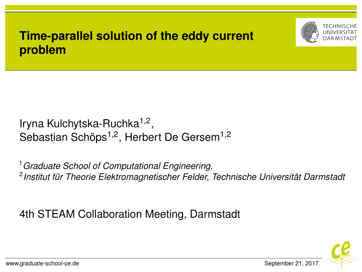 time parallel solution of the eddy current problem