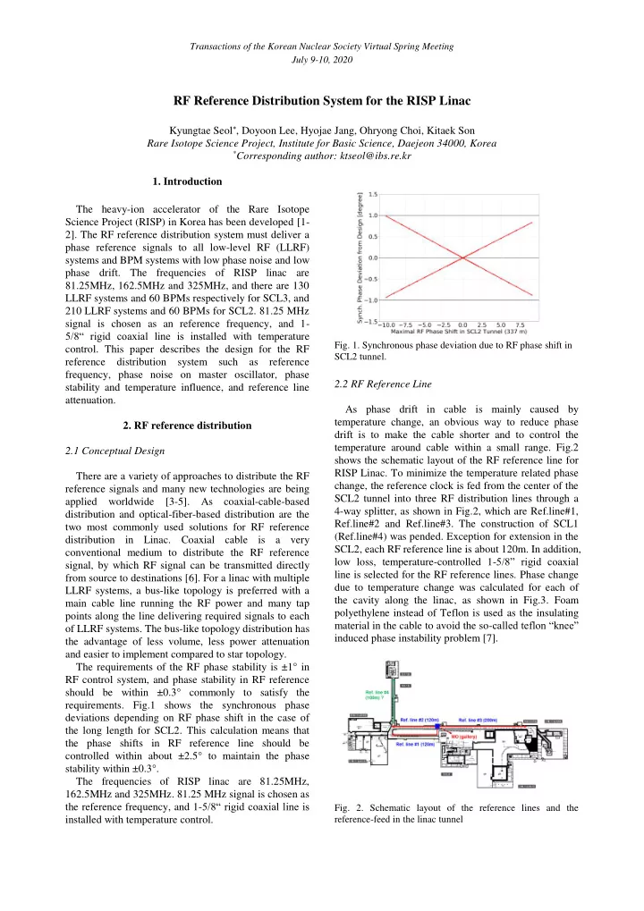 rf reference distribution system for the risp linac