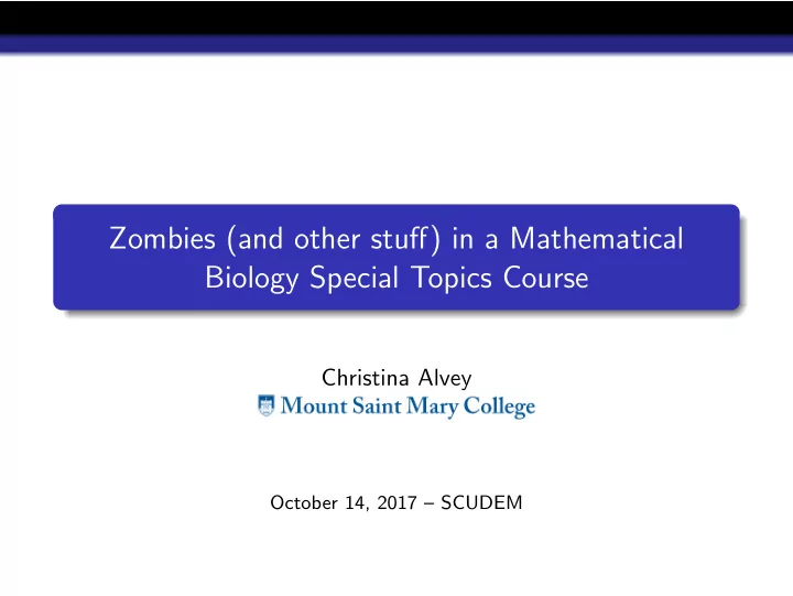 zombies and other stuff in a mathematical biology special