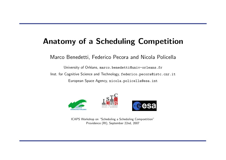 anatomy of a scheduling competition