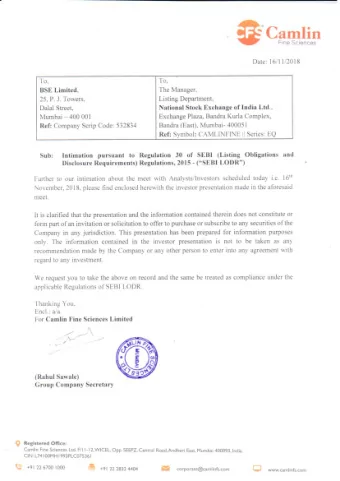 ANALYST  MEET  H1 / Q2-FY19  Introduction of Speakers  2  2  Ashish Dandekar  Nirmal Momaya
