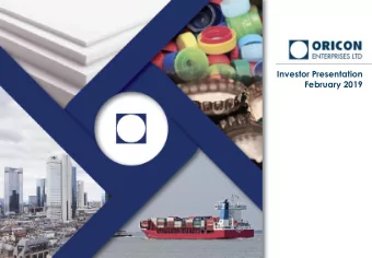 Investor Presentation  February 2019  Executive Summary  2  Company Overview  Oricon Enterprises