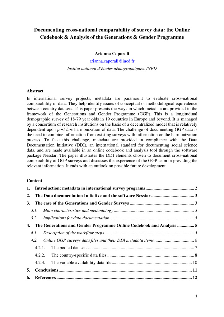 documenting cross national comparability of survey data