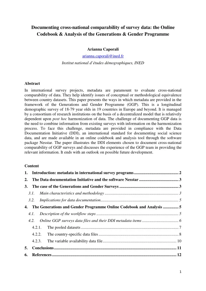 documenting cross national comparability of survey data