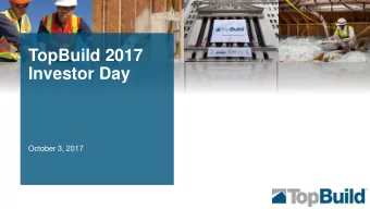 Investor Day  October 3, 2017  Agenda Tabitha Zane  VP, Investor Relations  Welcome &amp;