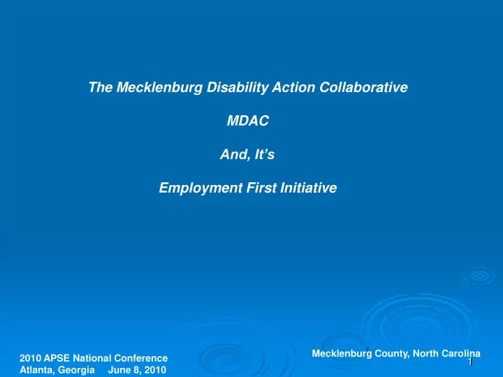 the mecklenburg disability action collaborative mdac and