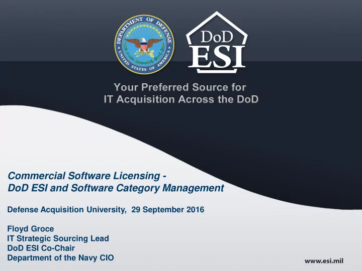 dod esi and software category management