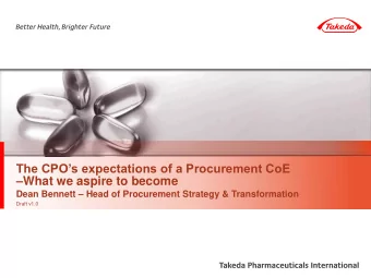 The CPOs expectations of a Procurement CoE  What we aspire to become Dean Bennett  Head of