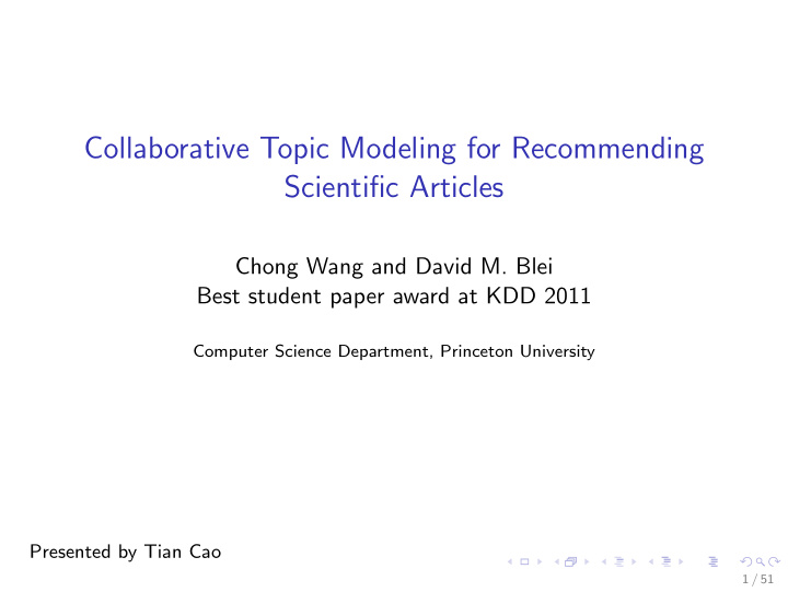 collaborative topic modeling for recommending scientific