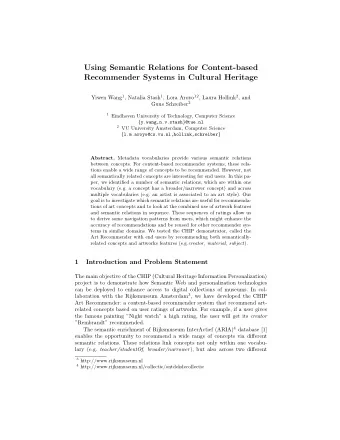 Using Semantic Relations for Content-based  Recommender Systems in Cultural Heritage Yiwen Wang 1 ,