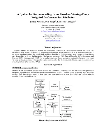 A System for Recommending Items Based on Viewing-Time-  Weighted Preferences for Attributes Jeffrey