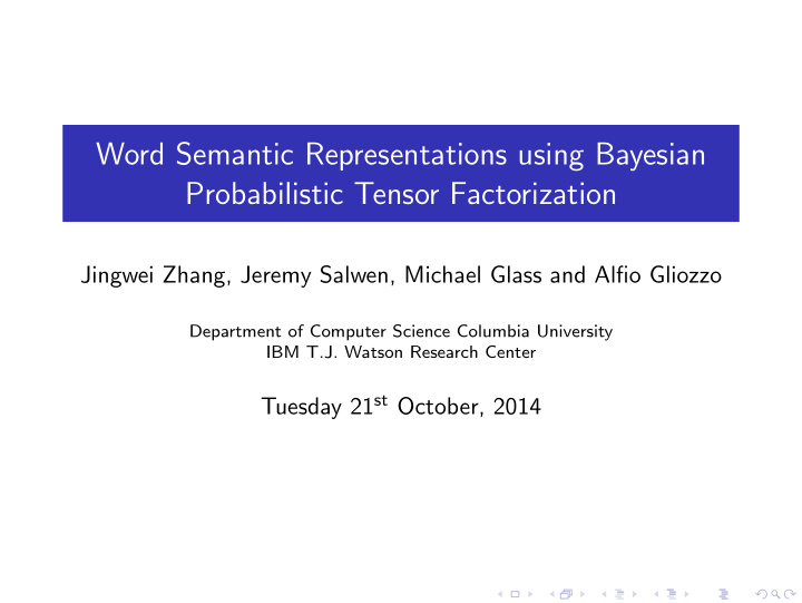 word semantic representations using bayesian