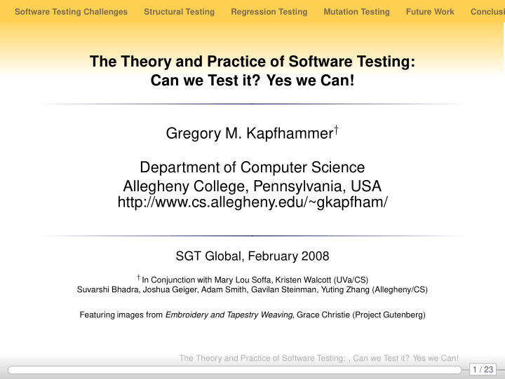 the theory and practice of software testing can we test