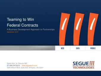 Teaming to Win  Federal Contracts  A Business Development Approach to Partnerships  September 2016