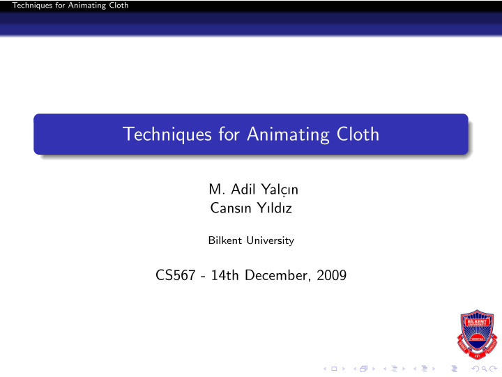 techniques for animating cloth