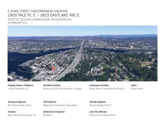 1903 YALE PL E  / 1823 EASTLAKE AVE E  SEATTLE DESIGN COMMISSION PRESENTATION  20 FEBRUARY 2014