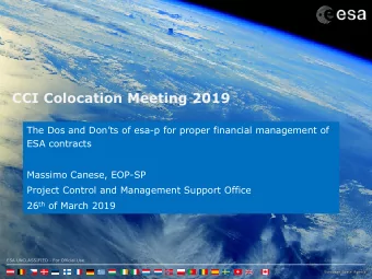 CCI Colocation Meeting 2019  The Dos and Donts of esa-p for proper financial management of  ESA