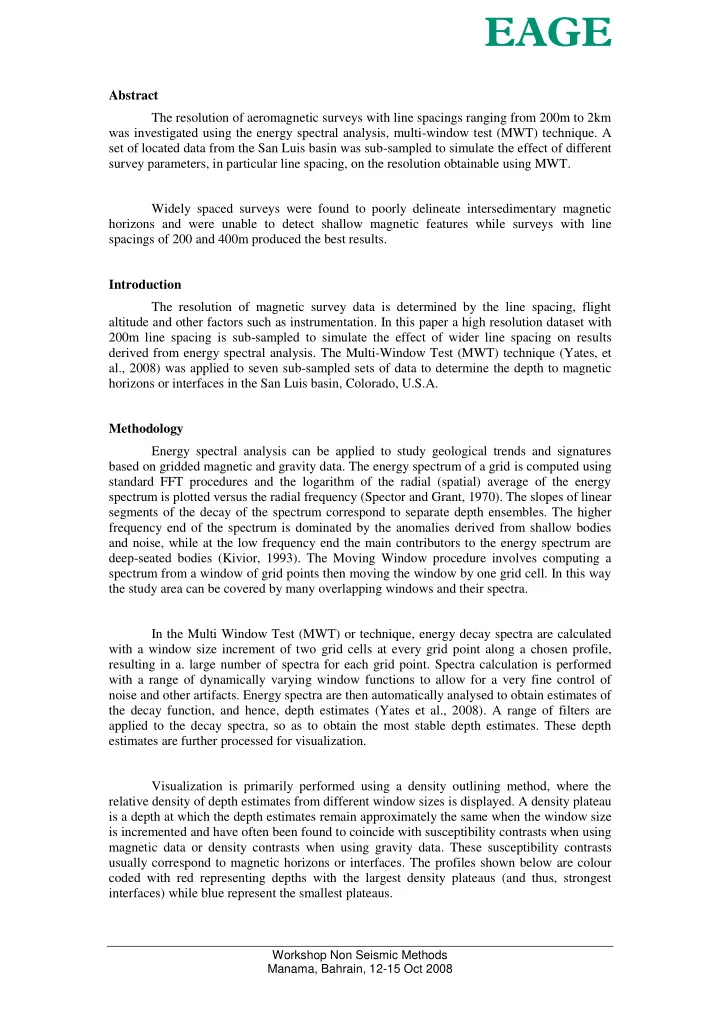 abstract the resolution of aeromagnetic surveys with line
