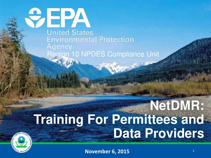 netdmr training for permittees and data providers