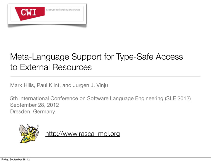 meta language support for type safe access to external