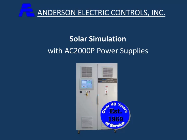 anderson electric controls inc