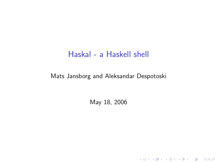 haskal a haskell shell
