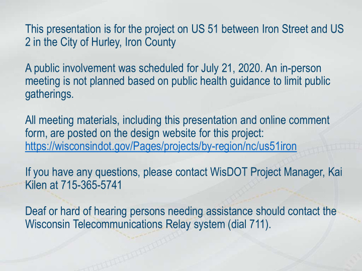 this presentation is for the project on us 51 between