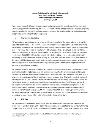 Energy Imbalance Market Year 1 Enhancements Issue Paper and Straw Proposal  Comments of Puget Sound
