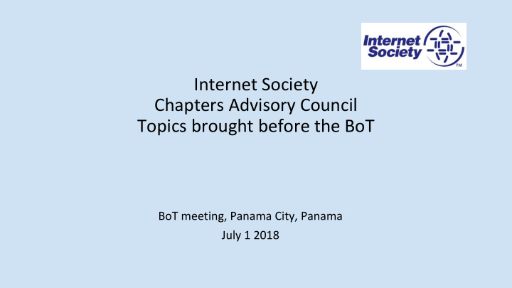 internet society chapters advisory council topics brought