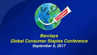 Global Consumer Staples Conference  September 6, 2017  September 2017  Notice for Investor