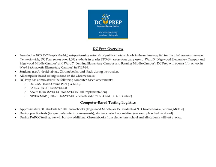 dc prep overview