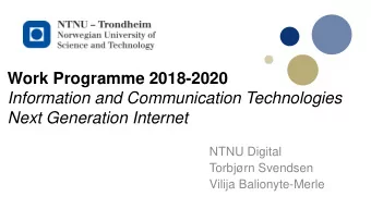 Information and Communication Technologies  Next Generation Internet  NTNU Digital  Torbjrn