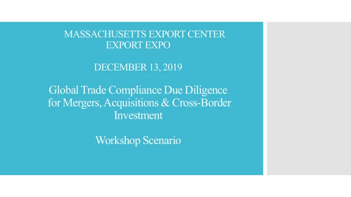 global trade compliance due diligence for mergers