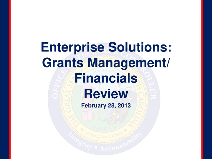enterprise solutions grants management financials review