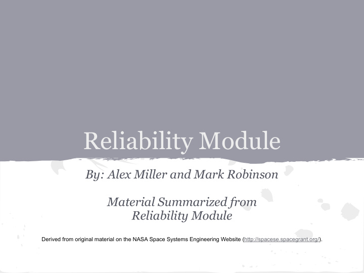 reliability module