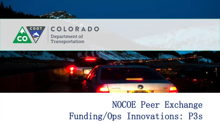nocoe peer exchange funding ops funding ops innovations