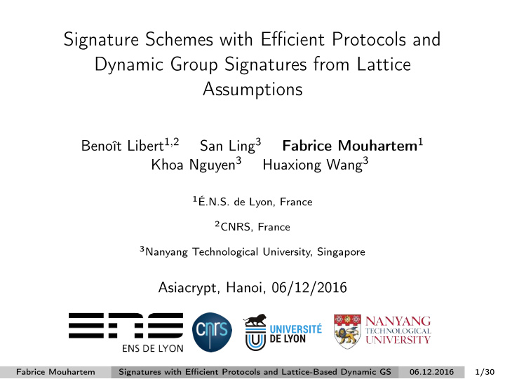signature schemes with efficient protocols and dynamic