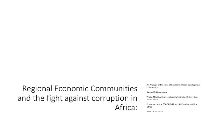 regional economic communities