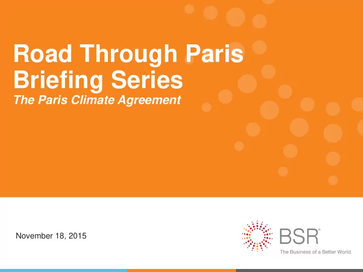 briefing series