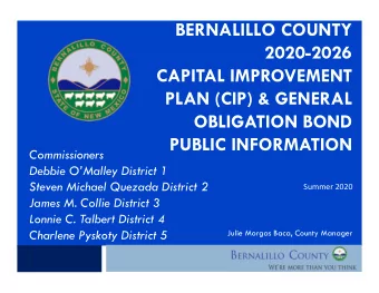 BERNALILLO COUNTY  2020-2026  CAPITAL IMPROVEMENT  PLAN (CIP) &amp; GENERAL  OBLIGATION BOND