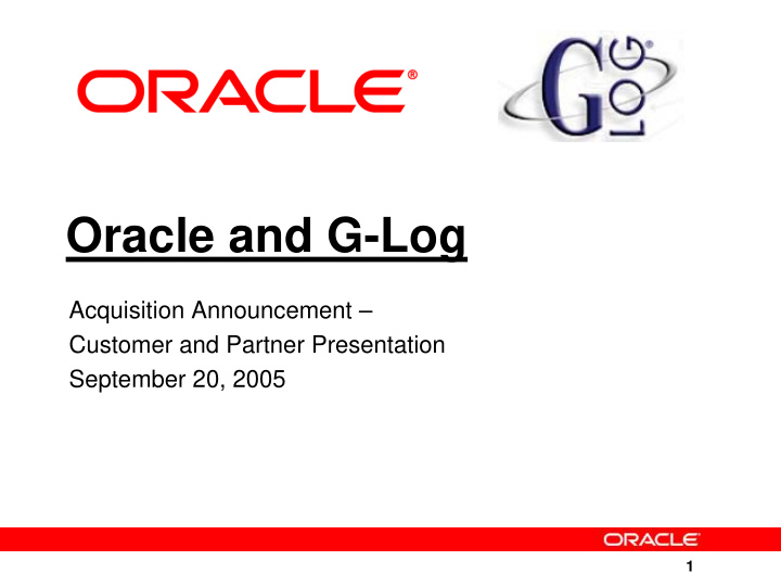 oracle and g log
