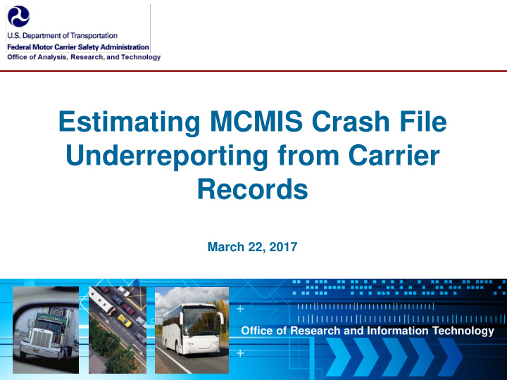 estimating mcmis crash file underreporting from carrier