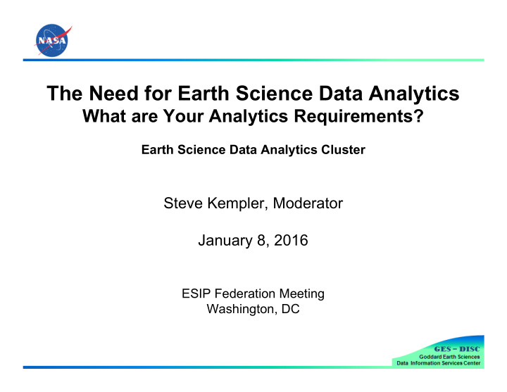 the need for earth science data analytics