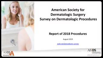 American Society for  Dermatologic Surgery  Survey on Dermatologic Procedures  Report of 2018