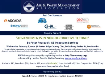 ADVANCEMENTS IN NON  DESTRUCTIVE TESTING By Peter Roosevelt, GE Inspection Services
