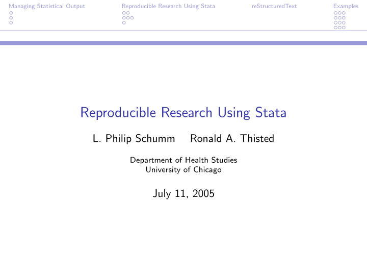 reproducible research using stata