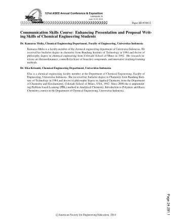 Communication Skills Course: Enhancing Presentation and Proposal Writ-  ing Skills of Chemical