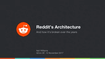 Reddits Architecture  And how its broken over the years  Neil Williams  QCon SF, 13 November