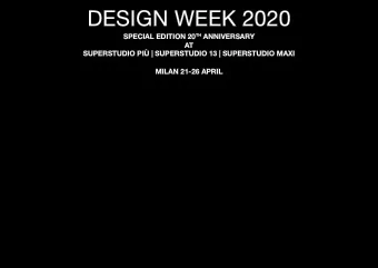 DESIGN WEEK 2020 SPECIAL EDITION 20 TH ANNIVERSARY  AT  SUPERSTUDIO PI | SUPERSTUDIO 13 |
