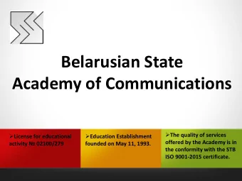 Bel  rusian State  Academy of Communications  The quality of services  License for